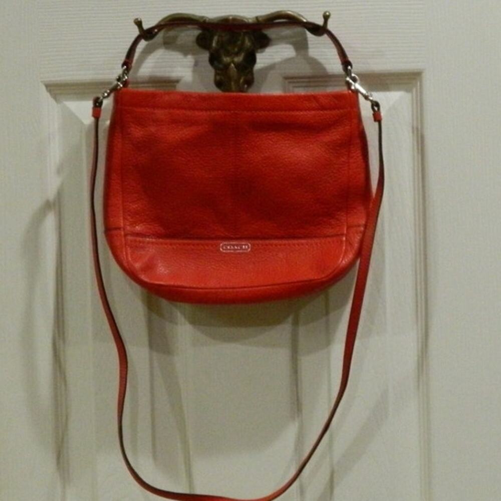 Coach Leather Mini Duffle Crossbody Bag Red Pebbled Leather